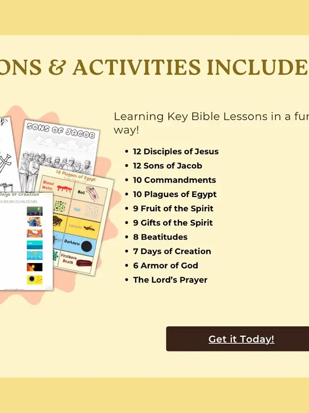 Bible Lessons, worksheets and coloring pages for kids Activities